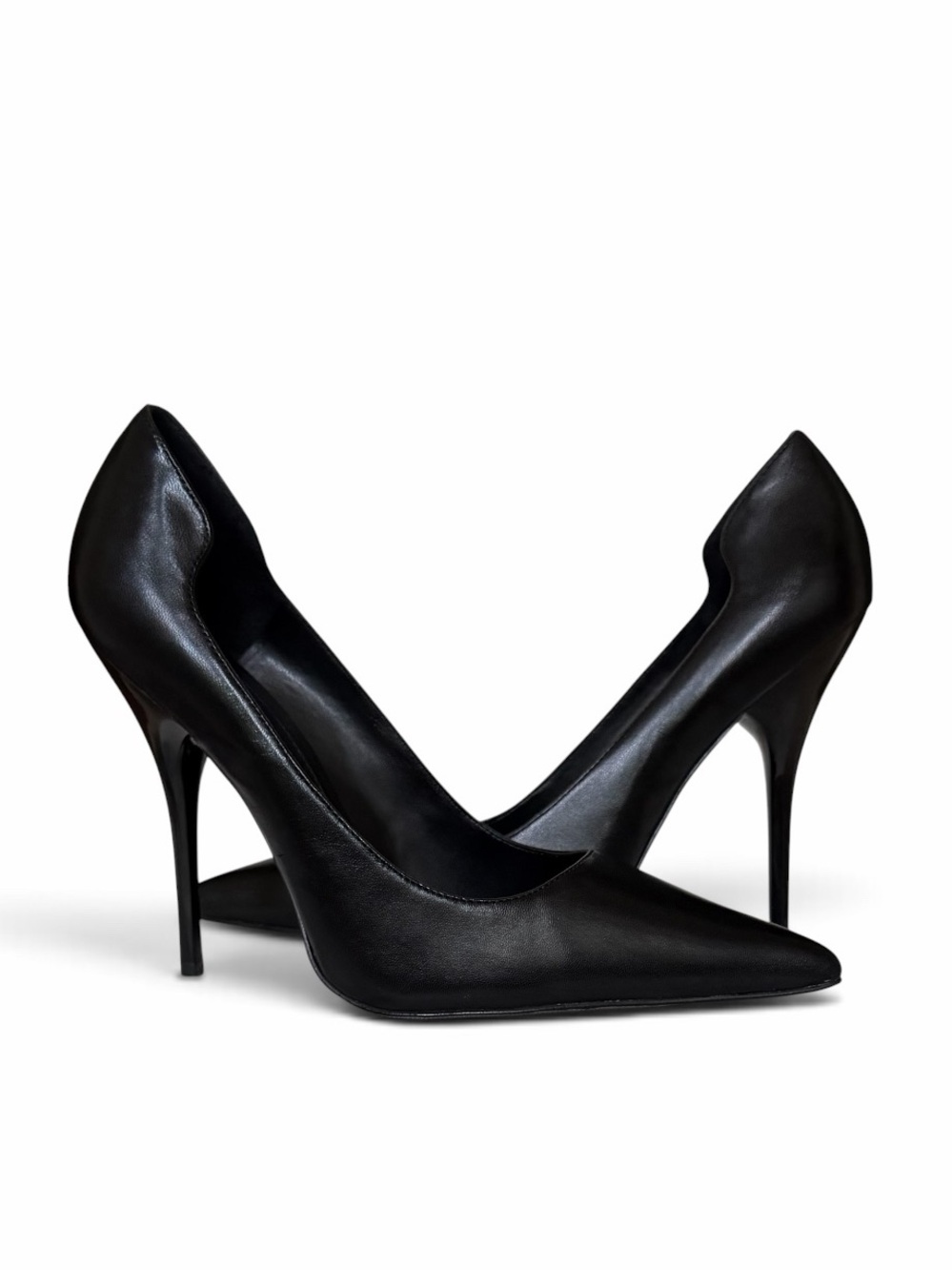 Aldo Black Leather Stiletto Nazilla Heels Size 10
